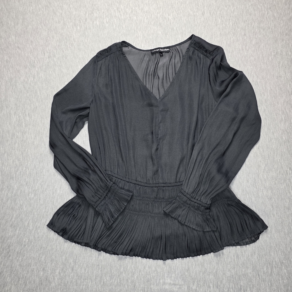 Catherine Malandrino Charcoal Blouse Size Large